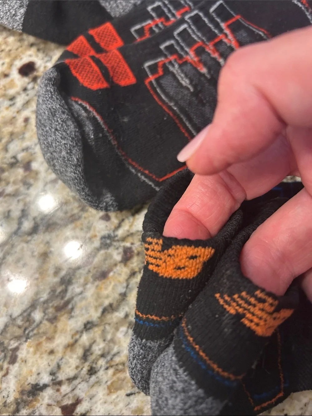 Men's Low-Cut Performance Socks - Black & Gray with Orange/Blue Accents-set of 4